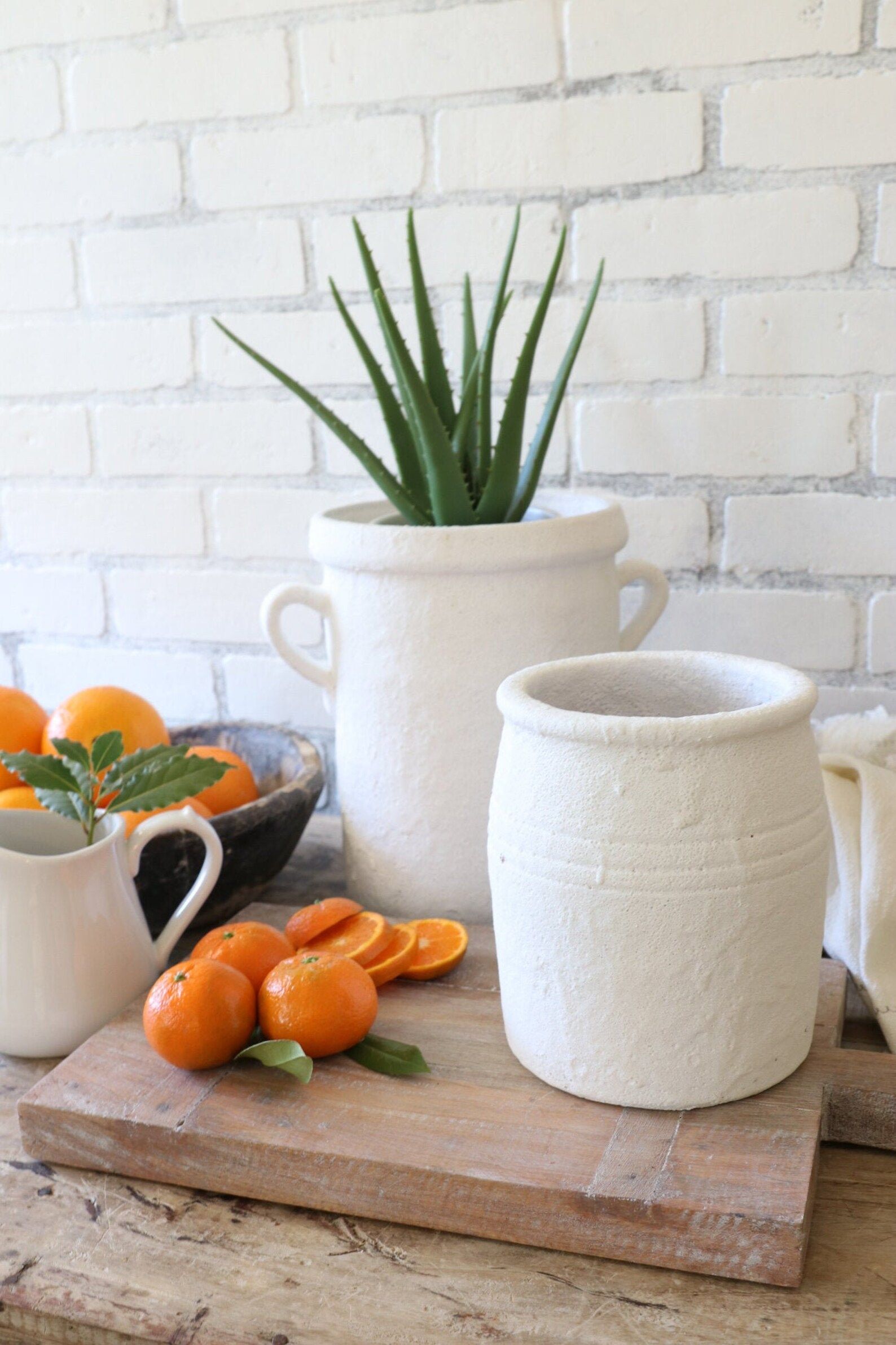 White Terra Cotta Pot\Course Terra Cotta\White Vase\Clay Pot\Vase Centerpiece\Farmhouse Decor\Flo... | Etsy (US)
