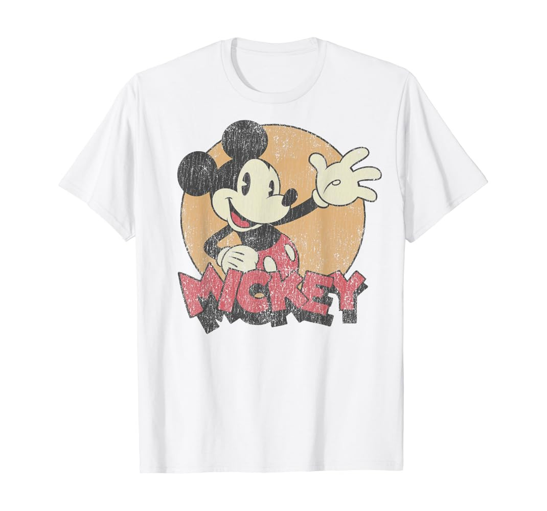 Disney Mickey And Friends Mickey Mouse Retro Distressed T-Shirt | Amazon (US)