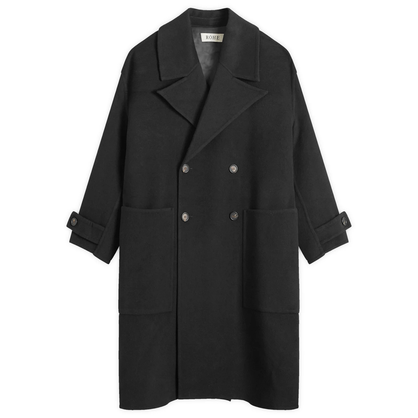 Róhe Men's Double Faced Wool Trench Coat in Black, Size Medium | END. Clothing | END. Clothing