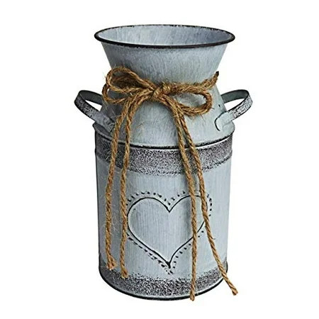 MISIXILE Rustic Metal Flower Vase, Shabby Chic Vintage Farmhouse Jug Vase, Galvanized Milk Can Holde | Walmart (US)