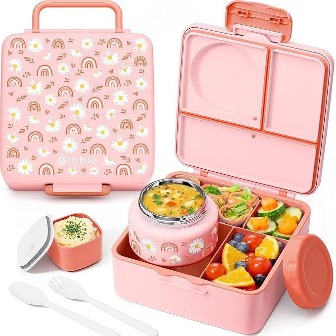 Fimibuke Bento Box for Kids Adult with Thermos, 3-4 Compartment 60OZ Toddler Lunch Box Container ... | Amazon (US)