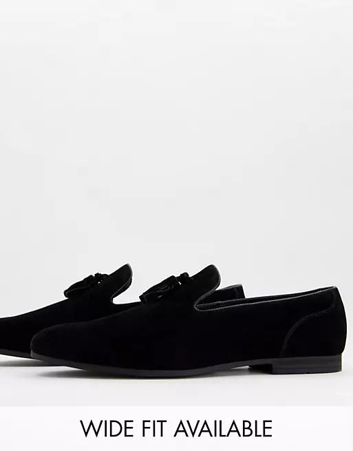 ASOS DESIGN tassel loafers in black faux suede | ASOS (Global)
