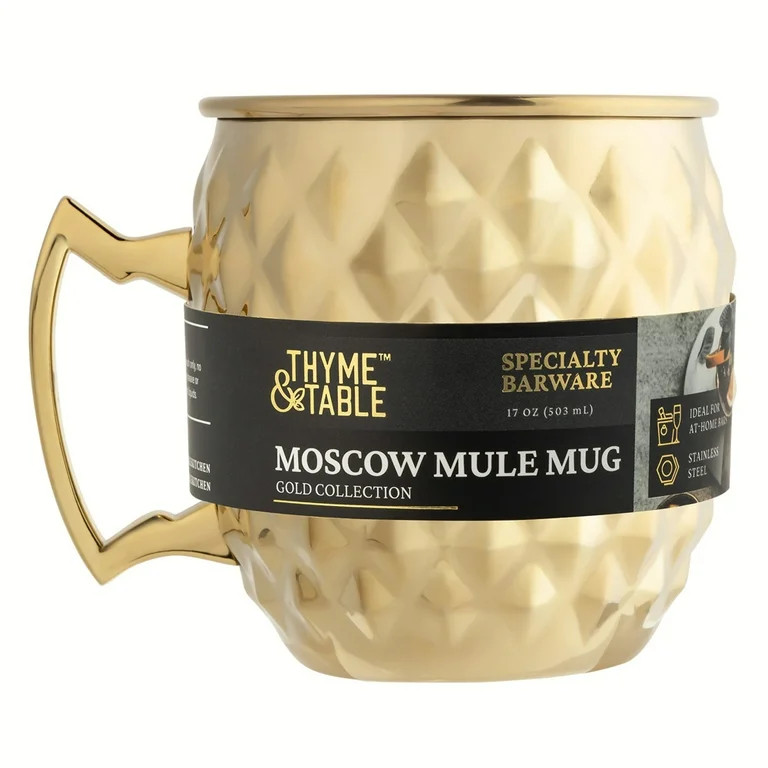 Thyme & Table Gold Stainless Steel 17oz Moscow Mule Mug | Walmart (US)