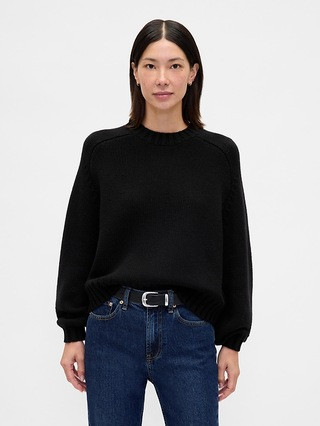 Cotton-Blend Relaxed Crewneck Sweater | Gap (CA)