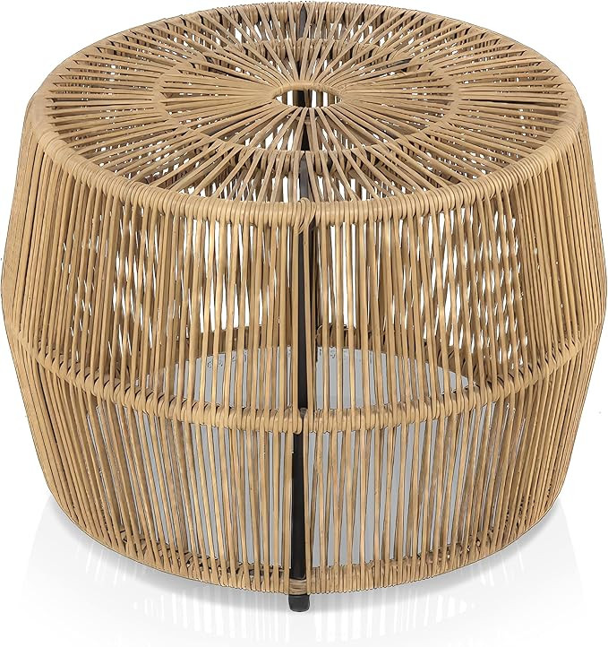 Furniture of America Ysar Boho Rattan Round Coffee Table Outdoor with Metal Frame, All-Weather an... | Amazon (US)