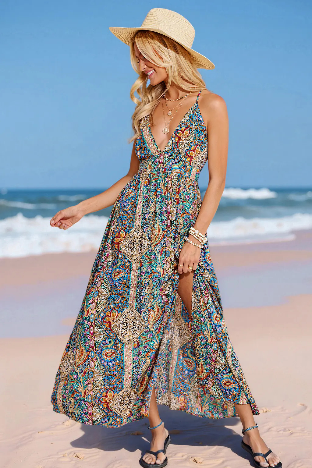 Boho Paisley Plunging Maxi Dress | Cupshe US