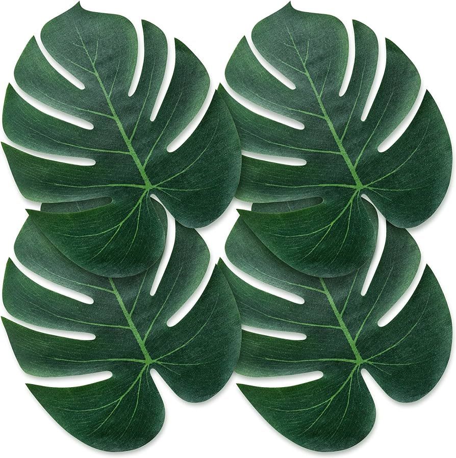 ATFL Artificial Palm Leaves Decor,50 Pcs Big Leaf Placemat, Green Palm Leaves Party Decorations,T... | Amazon (US)