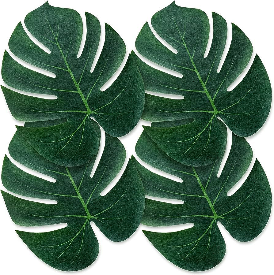 ATFL Artificial Palm Leaves Decor,50 Pcs Big Leaf Placemat, Green Palm Leaves Party Decorations,T... | Amazon (US)
