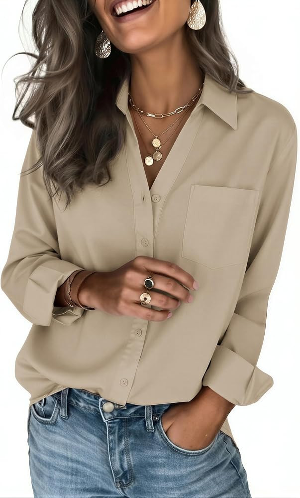Zeagoo Blouses for Women Long Sleeve Dressy Casual Button Down Shirts | Amazon (US)