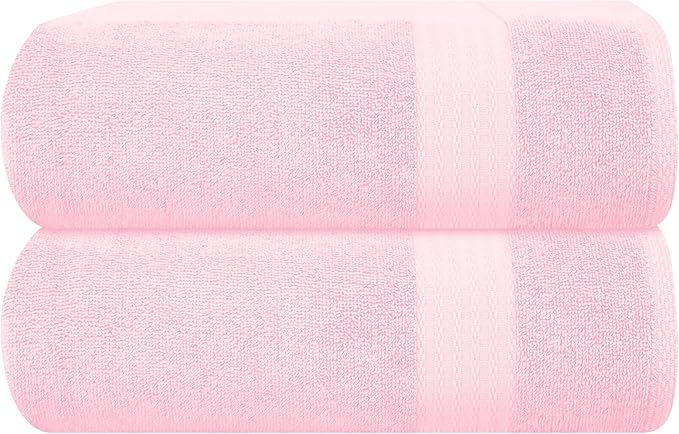 GLAMBURG Premium Cotton Oversized 2 Pack Bath Sheet 35x70-100% Pure Cotton - Ideal for Everyday u... | Amazon (US)