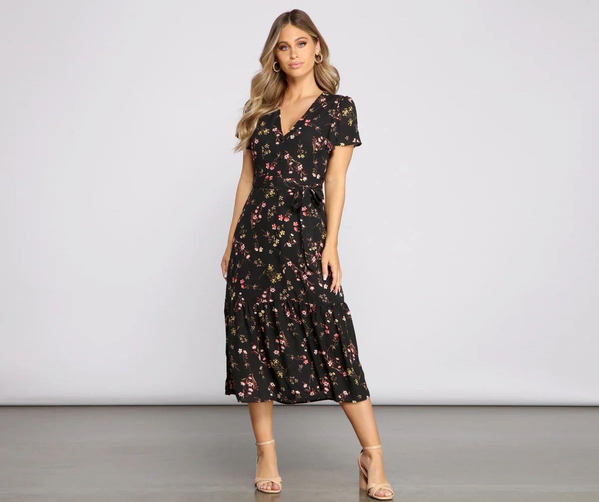 Sweet And Chic Ditsy Floral Midi Dress | Windsor Stores