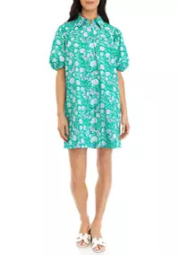 Crown & Ivy™ Women's Puff Sleeve Swing Button Front Dress | Belk