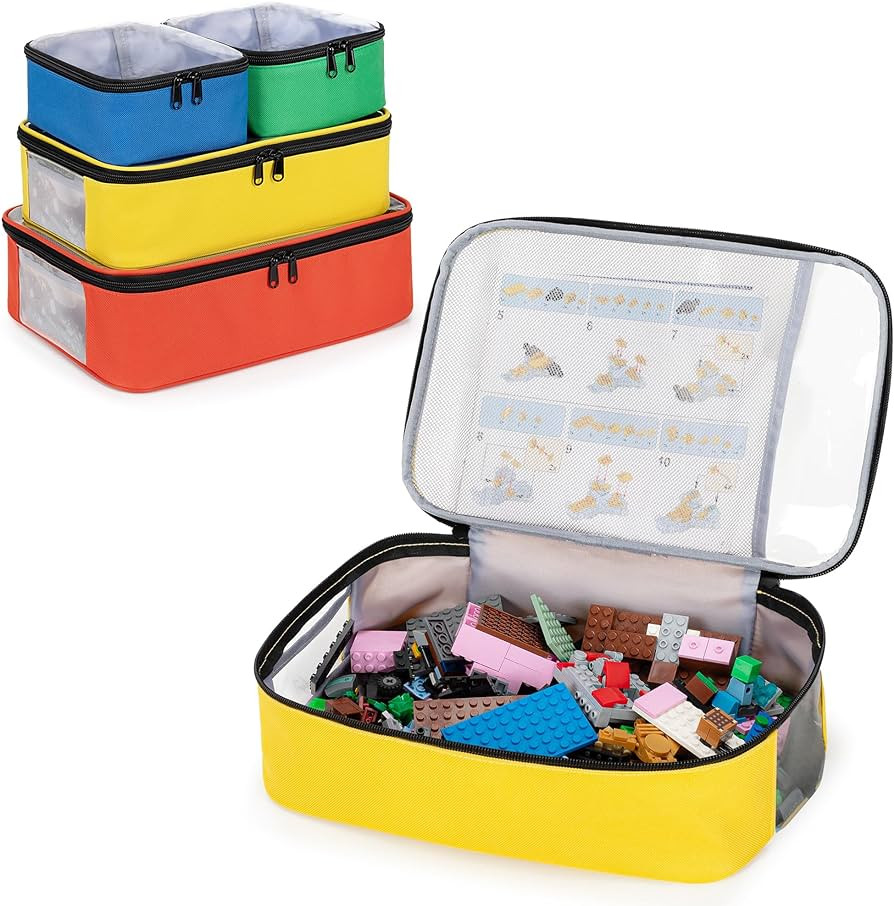4-piece Toy Storage Organizer Bag Compatible with Lego Bricks, Travel Organizer Case for Building... | Amazon (US)