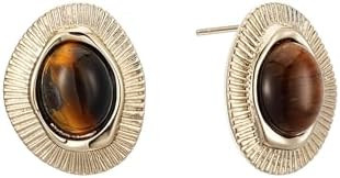 Tiger Eye Stud Earrings for Women Gold Post Earring Round Gemstone Earrings Vintage Elegant Jewel... | Amazon (US)