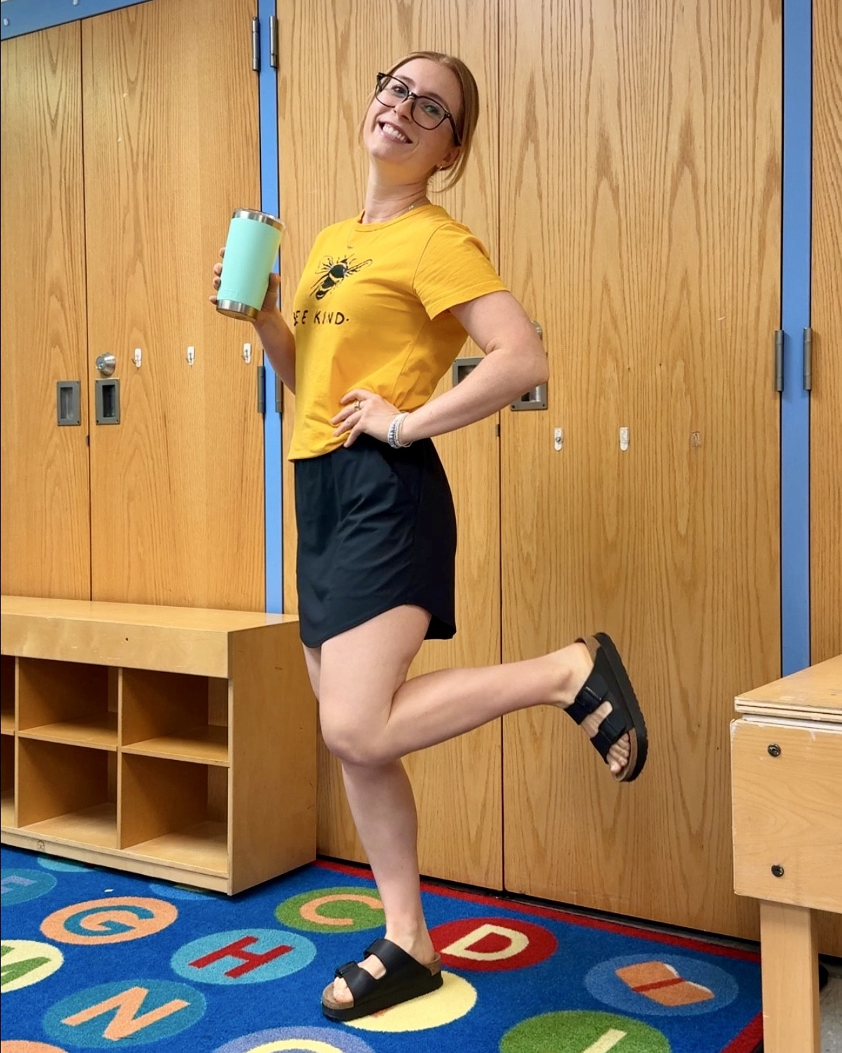 A quick and easy summer teacher outfit featuring my FAVORITE Target athletic skort and  platform Birkenstock sandals. 

#LTKFindsUnder100 #LTKSeasonal #LTKActive