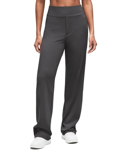 G4Free Work Pants Women High Waist Dress Pants Straight Leg Trousers with Pockets for Office Casual Outfits (Dark Gray,XS,30") | Amazon (US)