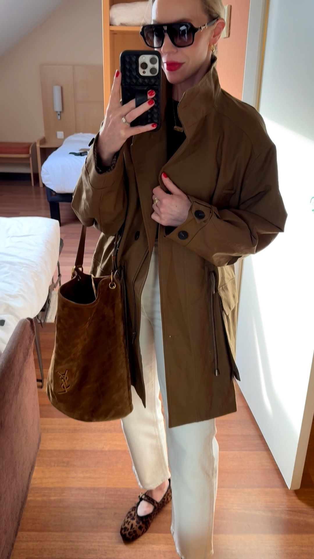 Spring outfit, travel look, @Zara trench coat, @Levi's white ankle jeans, leopard print ballet flats, YSL suede bucket bag

#LTKSeasonal #LTKTravel #LTKootd