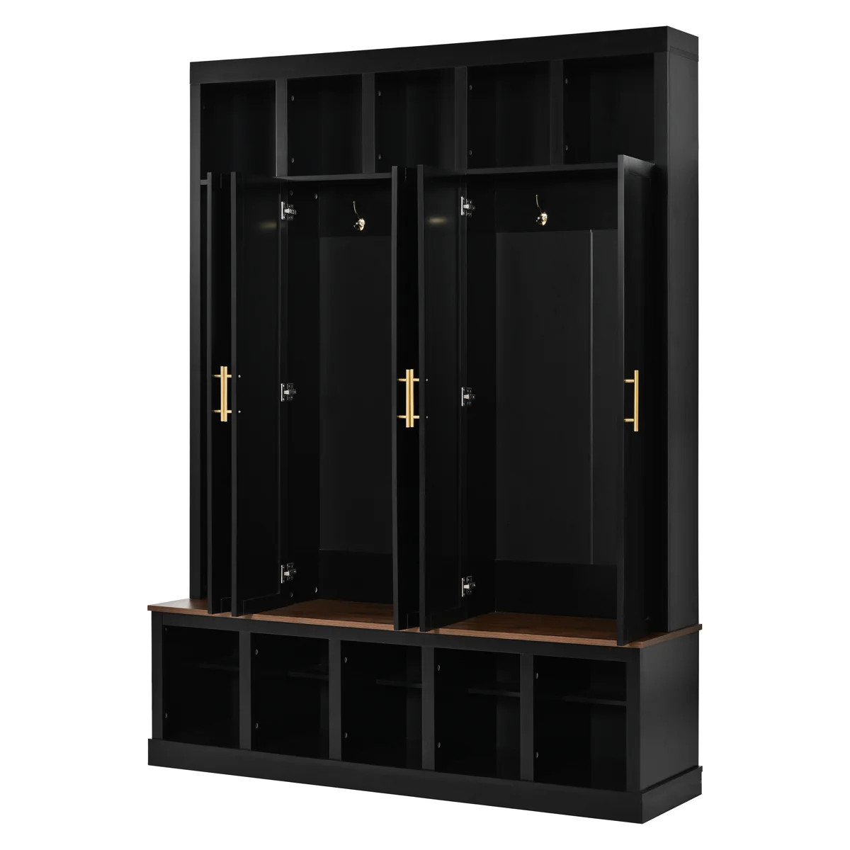 Farmhouse Entryway Hall Tree with 3 Lockers, Shoe Storage and Display Cubbies | Wayfair North America