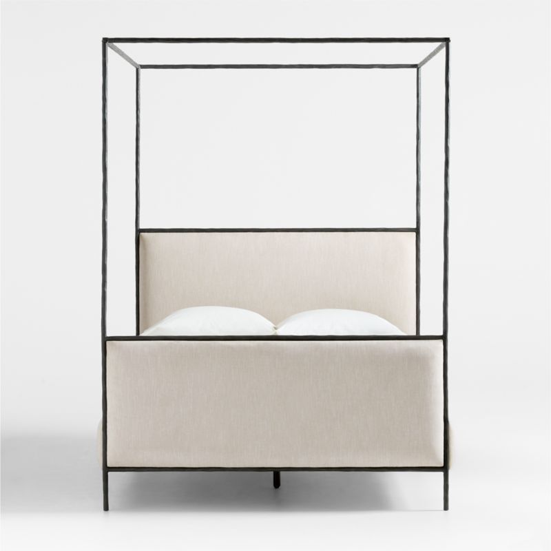 Dahlia Hand-Forged Steel Framed Upholstered Canopy Queen Bed | Crate & Barrel | Crate & Barrel