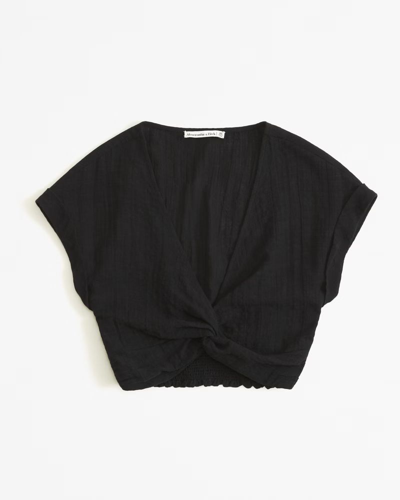 Abercrombie & Fitch Women's Crinkle Textured Dolman Set Top in Black - Size XXS | Abercrombie & Fitch (US)