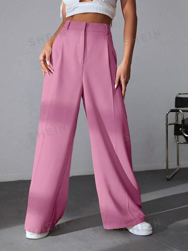 SHEIN EZwear Pantalones Anchos Para Mujer De Color Sólido | SHEIN