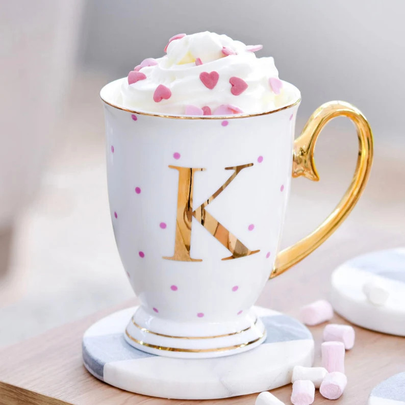 Mug lettre Chine tachetée cadeau alphabet peint à la main - Etsy France | Etsy (FR)