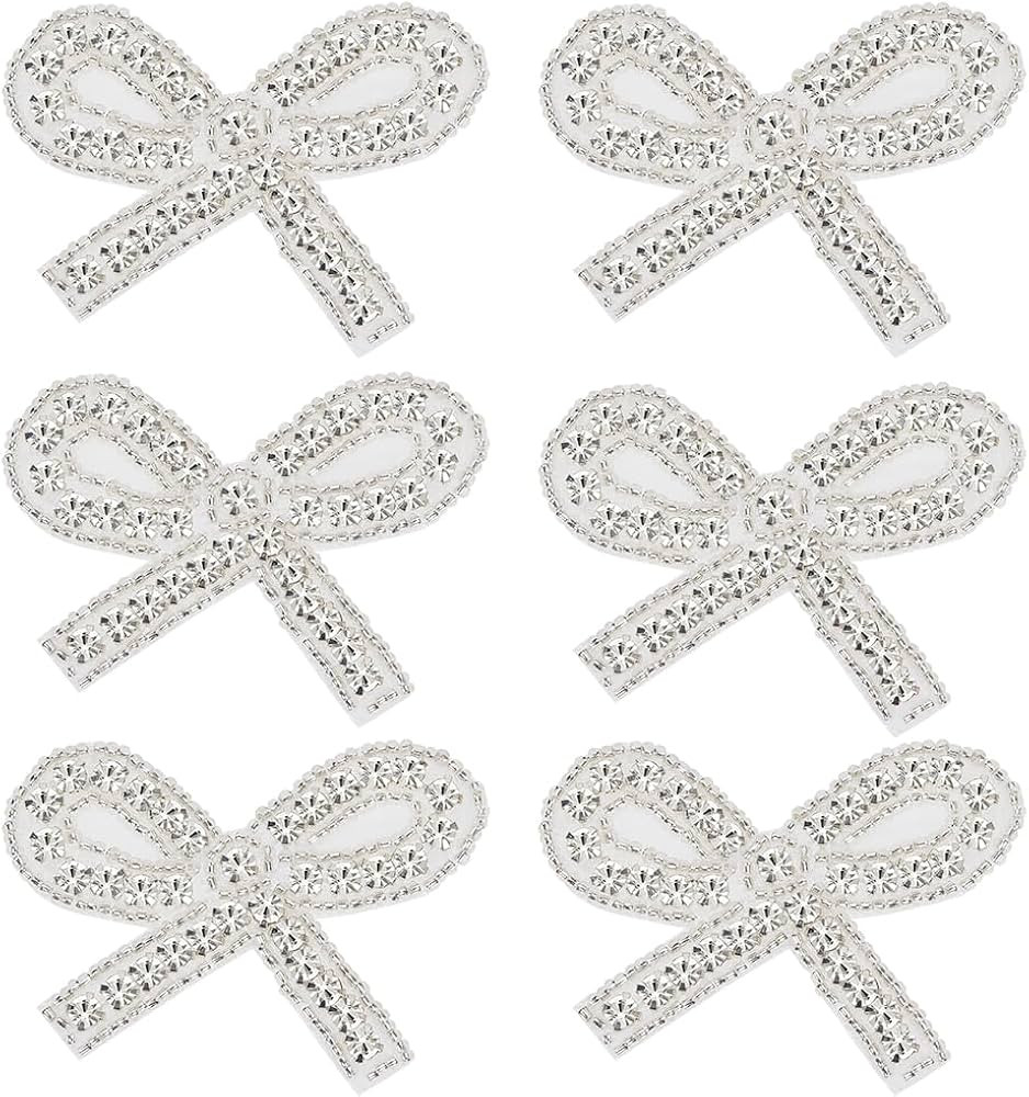 6pcs Rhinestone Bow Patch for Clothing Bow Iron on Patches Beaded Bowknot Patches Applique Crysta... | Amazon (US)
