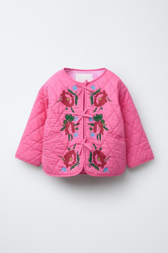 EMBROIDERED FLORAL PADDED JACKET | Zara US