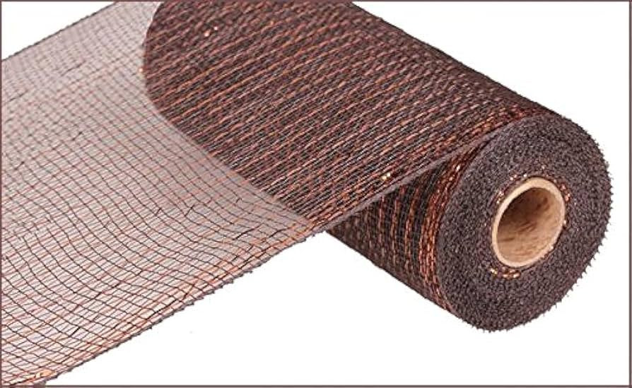 Deco Poly Metallic Mesh, Chocolate Brown with Copper Foil, 10 Inches x 10 Yards | Amazon (US)