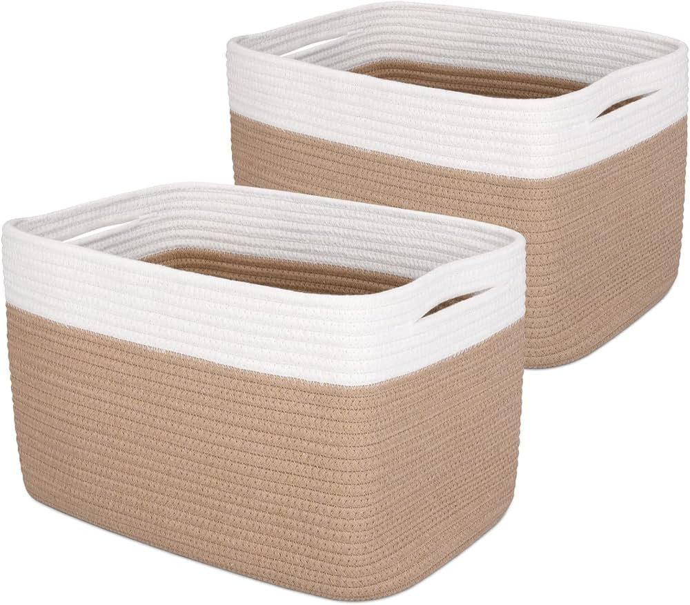 DOFASAYI Cotton Rope Storage Baskets 2-Pack - Baskets for organizing, Woven Baskets for Storage,B... | Amazon (US)