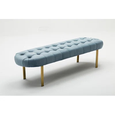 Mccan Wood Bench Everly Quinn Color: Blue | Wayfair North America