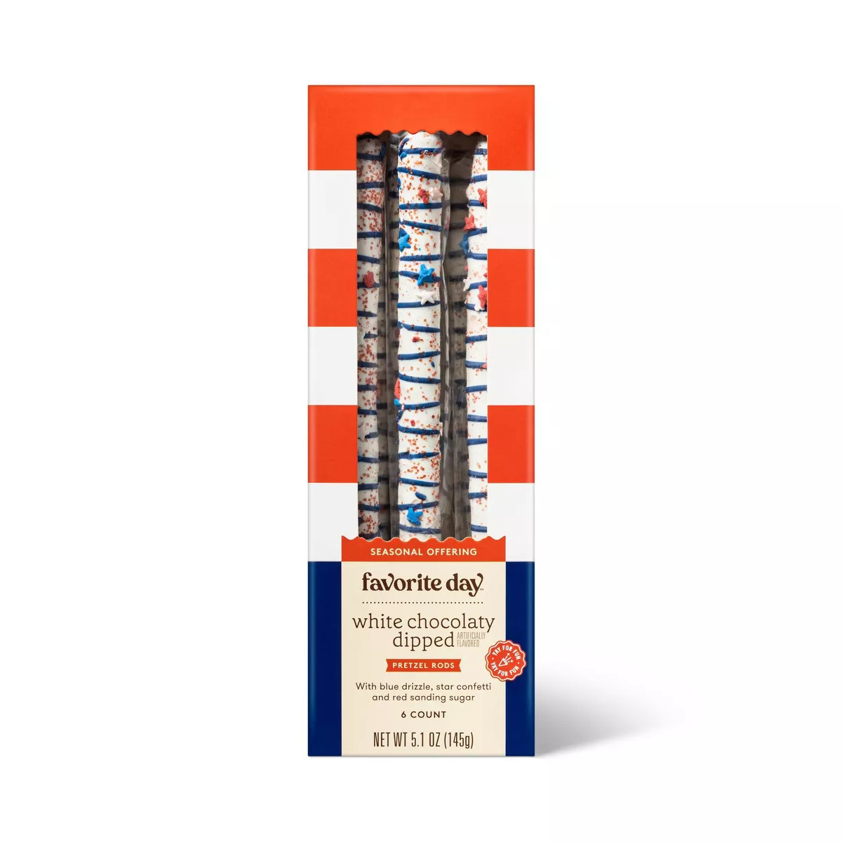 Red White & Blue White Chocolaty Dipped Pretzel Rods - 5.1oz - Favorite Day™ - 5.3oz - Favorite... | Target
