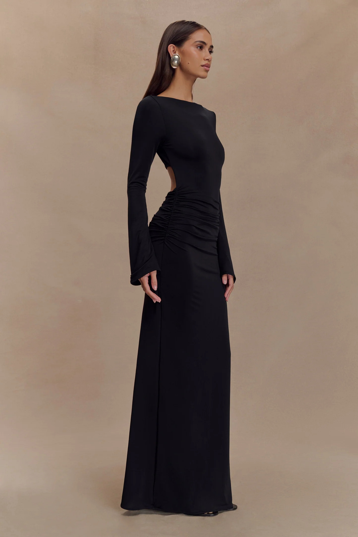 Vienna Slinky Cut Out Maxi Dress - Black | Meshki (APAC)