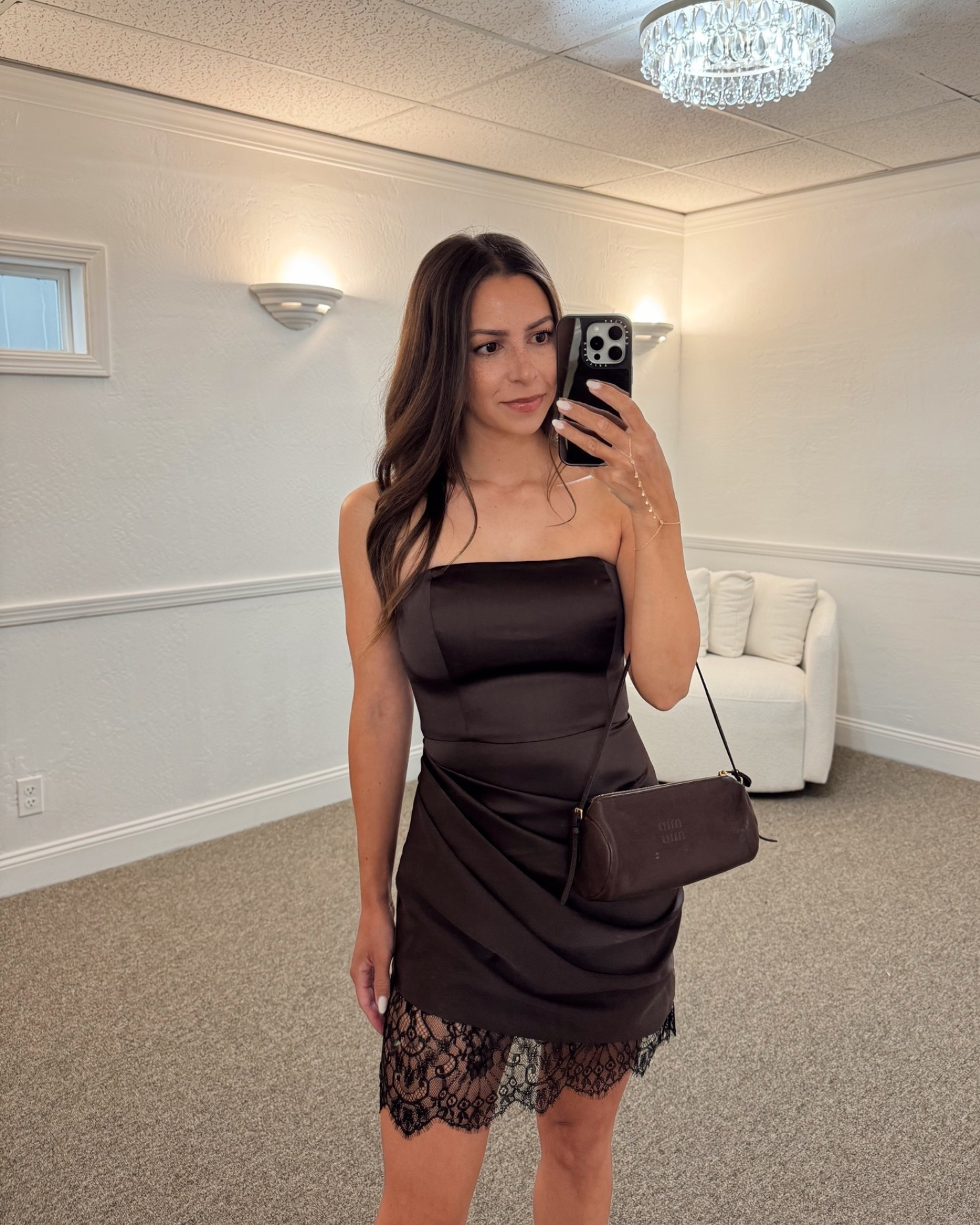One of my favorite dresses now in a pretty deep brown🤎 
Wearing size 2

@Aritzia  dress- 2
Miu Miu brown bag
Louboutin brown strappy heels

Petite, date night outfit, date night dress, lace dress, brown dress, strapless dress, mini dress

#LTKPetite #LTKootd
