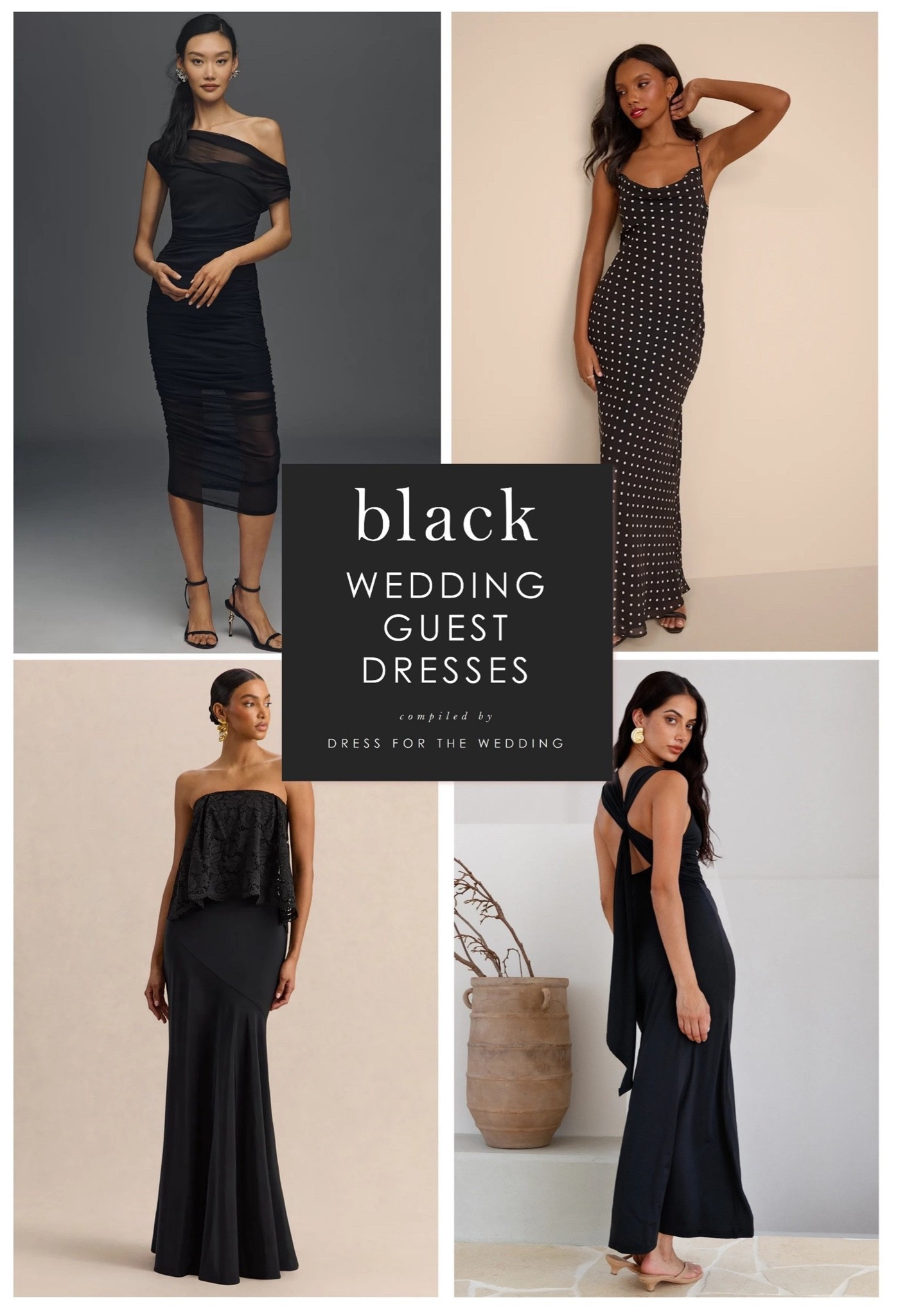 Black dresses for weddings. Formal and semi formal dresses for wedding guests. Black midi, maxi and formal dresses. 🖤 Fall wedding guest dress 
Dresses from @Anthropologie  @Lulus  @Club L London  and @hellomolly 

#LTKWedding #LTKMidsize #LTKgrwm