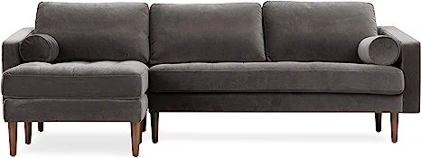 POLY & BARK Napa Left-Facing Sectional Sofa, Concrete Velvet | Amazon (US)