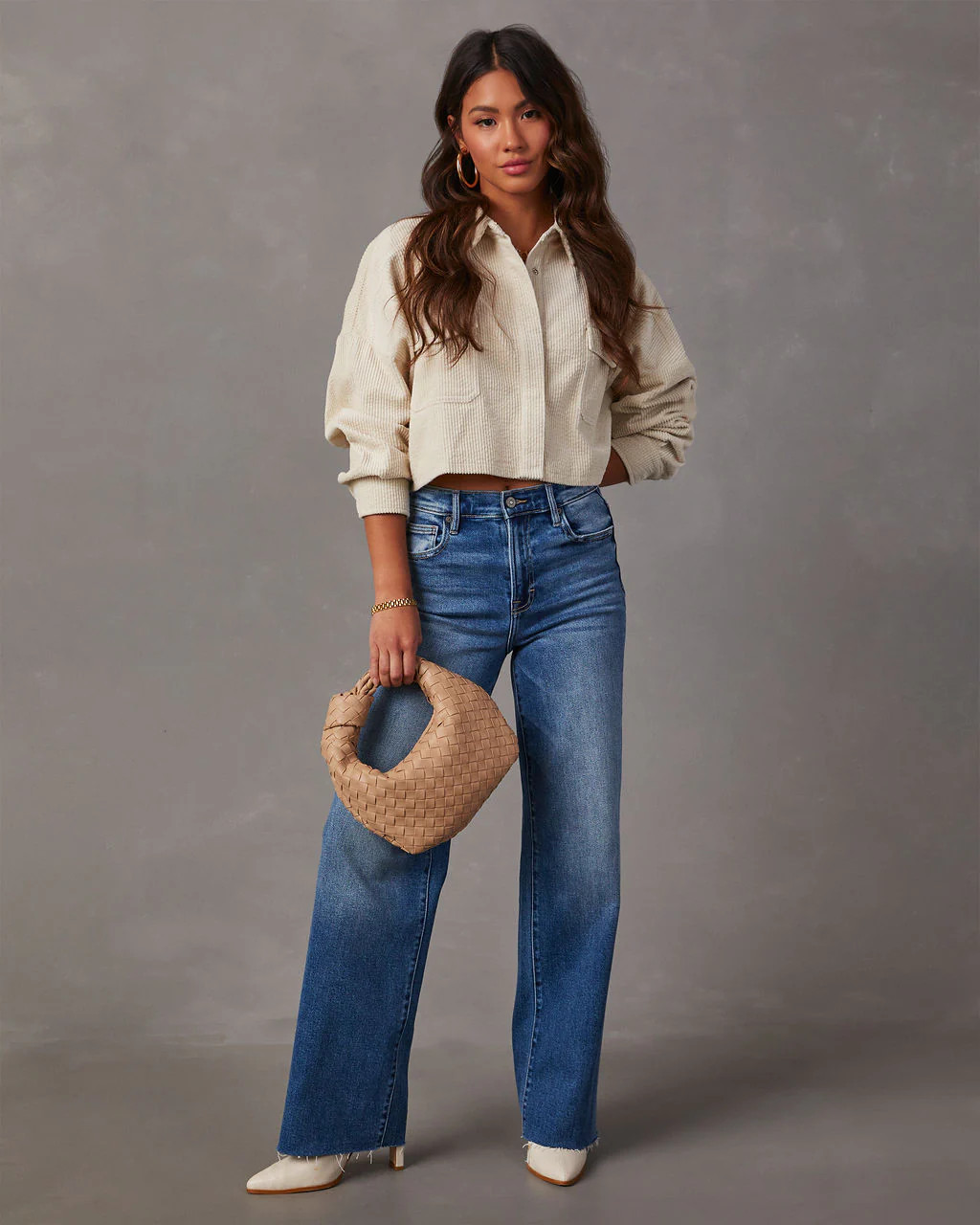 Sabrina Cropped Corduroy Shacket | VICI