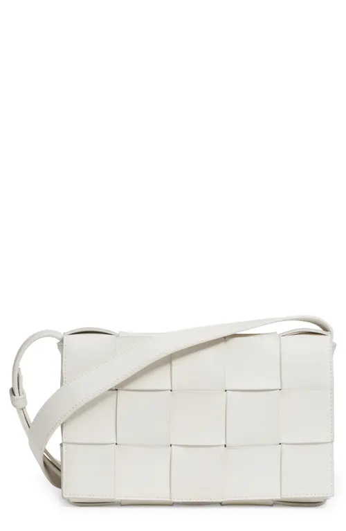 Bottega Veneta Small Intrecciato Leather Cassette Crossbody Bag in 9009 White-Gold at Nordstrom | Nordstrom