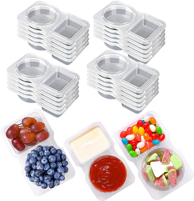RXRRXR 20PCS Double Compartment Condiment Container With Lids - Reusable Snack Pack Containers fo... | Amazon (US)
