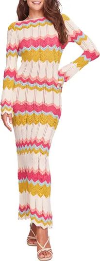 Capittana Piper Long Sleeve Herringbone Pointelle Cover-Up Sweater Dress | Nordstrom | Nordstrom