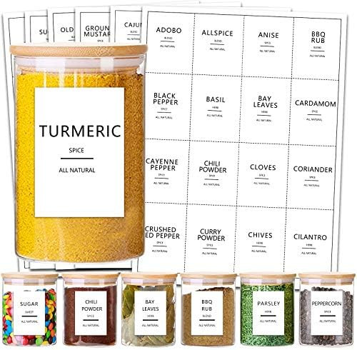 MEckily 114 Spice Jar Labels Preprinted Minimalist White Label, Fit Round or Rectangle Spice Jars... | Amazon (US)