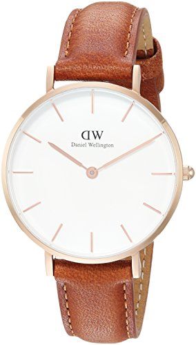 Daniel Wellington 'Classic Petite' Quartz Gold and Leather Casual Watch, Color:Brown (Model: DW00100172) | Amazon (US)