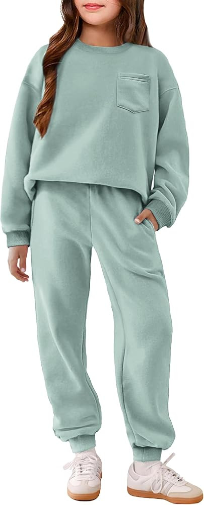 Arshiner Girls Clothes 2 Piece Fashion Fall Outfits Oversize Pullover Sweatshirt and Sweatpant Sw... | Amazon (US)