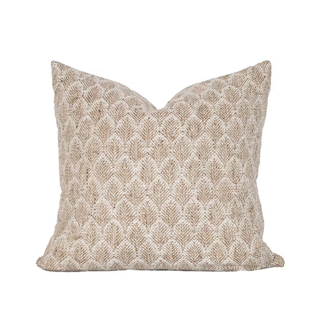 Textured Neutral Pillow Cover / Light Brown and off White - Etsy | Etsy (US)