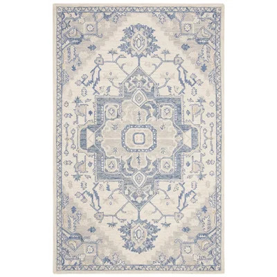 Lauren Ralph Lauren Hand Tufted Wool/Cotton Oriental Rug in Ivory/Blue | Wayfair North America