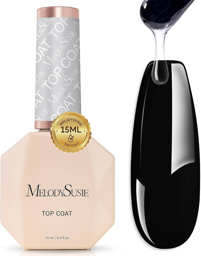 MelodySusie Top Coat No Wipe Glossy Long Lasting Shine Finish Soak Off UV LED Nail Lamp Nail Poli... | Amazon (US)
