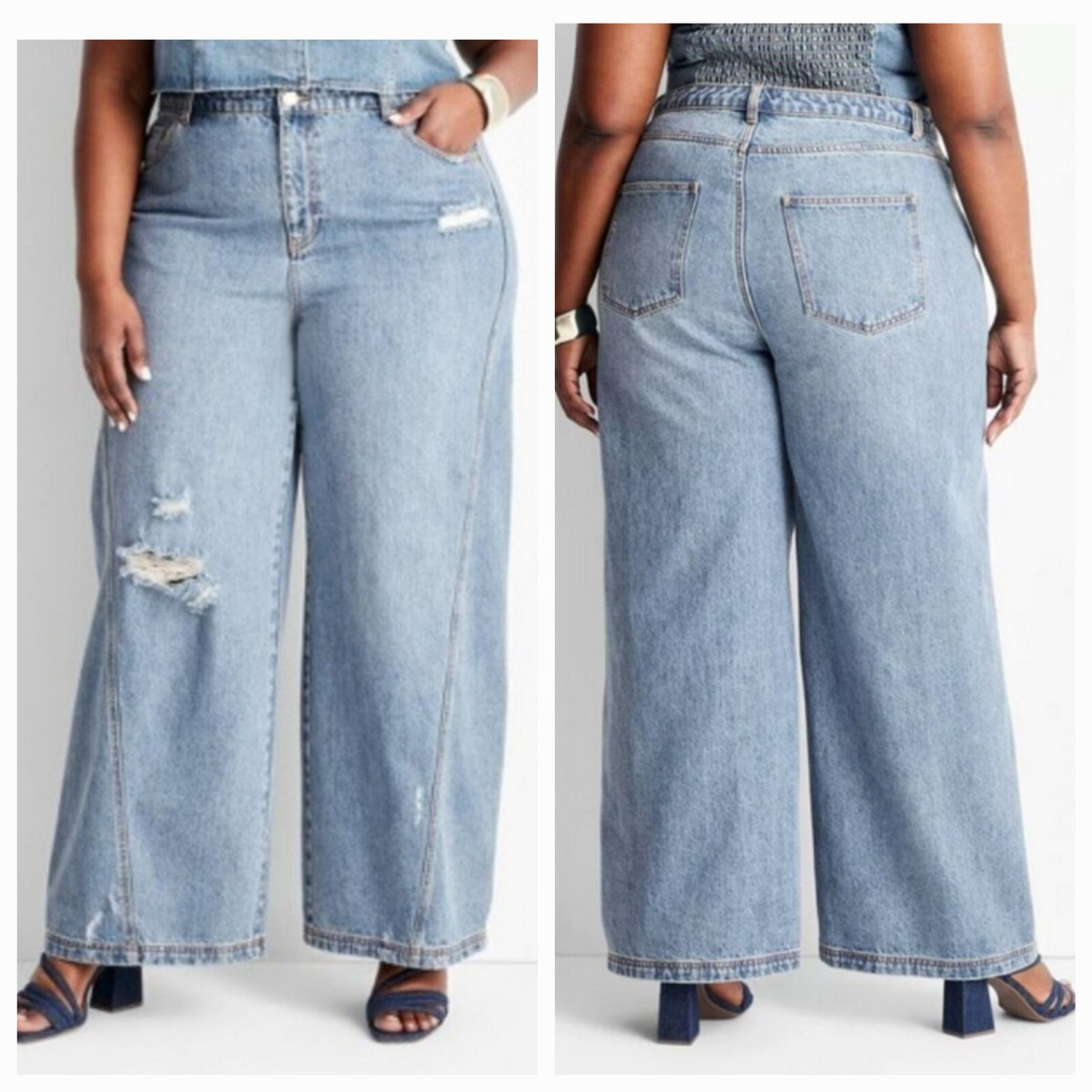 Jenee Naylor High-Rise Distressed Wide Leg Jeans NWT Future Collective  Target  | eBay | eBay US