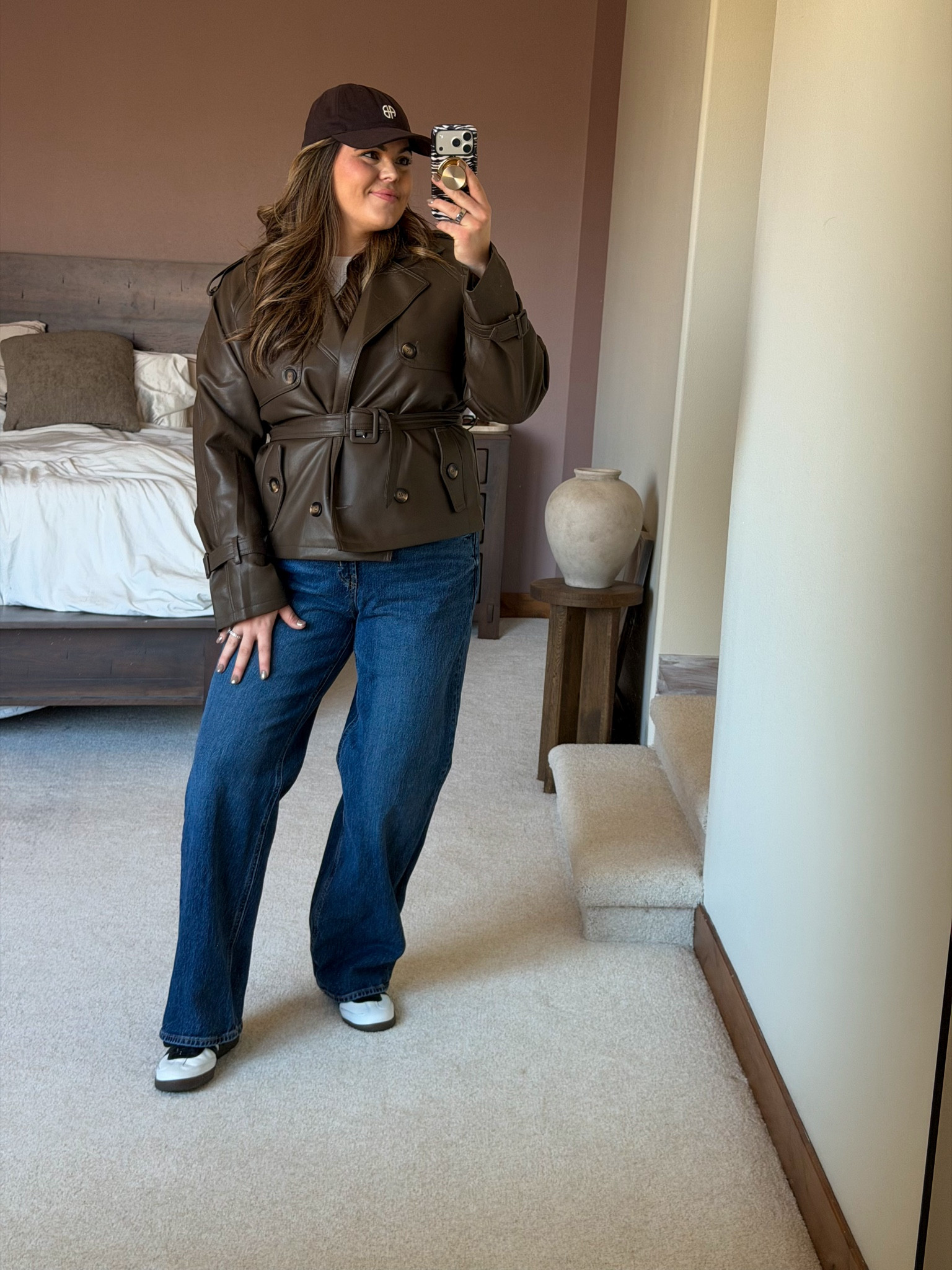 Casual winter to spring transition outfit that I packed for New York! 

Wearing size 33 in the wide Lake denim, size large in the brown leather jacket 

Nyfw, mid size, size 12, size 14 , mom approved, New York City ￼￼

#LTKMidsize #LTKWorkwear #LTKSeasonal