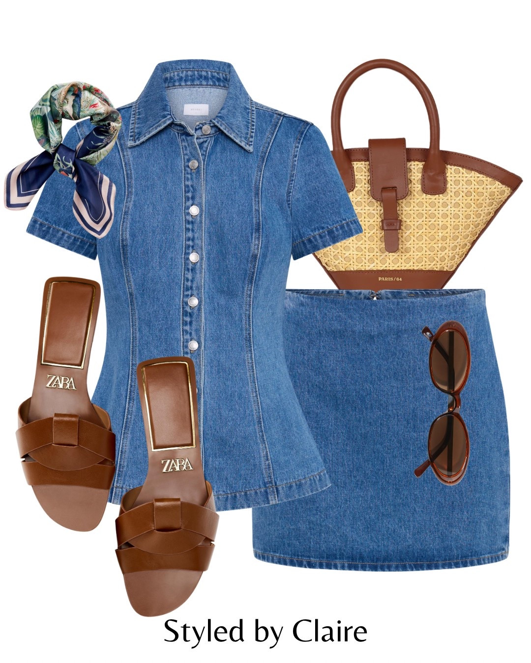 Double denim❤️‍🔥30% off!!!!
Tags: meshki polo shirt top mini skirt set raffia bag paris64 Zara sandals leather brown neutral miu miu sunglasses fashion spring summer inspo outfit ideas chic women’s style city break date night holidays vacation sale trending 

#LTKshoes #LTKstyletip #LTKspring