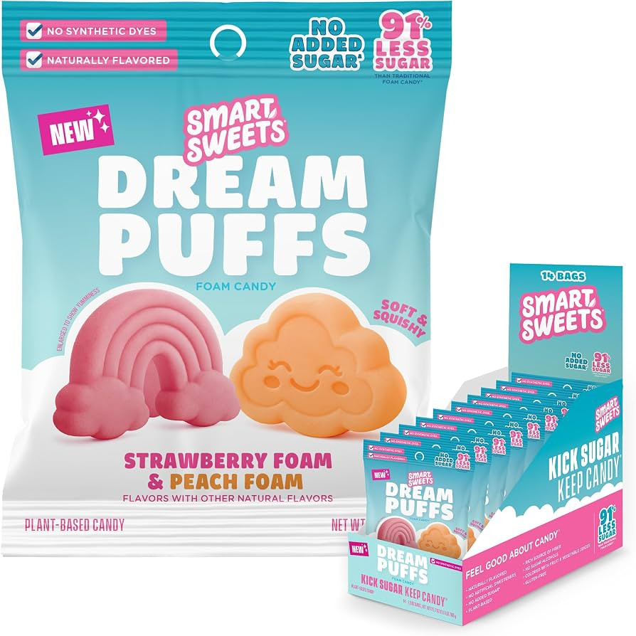 SmartSweets Dream Puffs, Gluten Free Foam Candy, Plant Based Healthy Snacks For Adults & Kids, Lo... | Amazon (US)